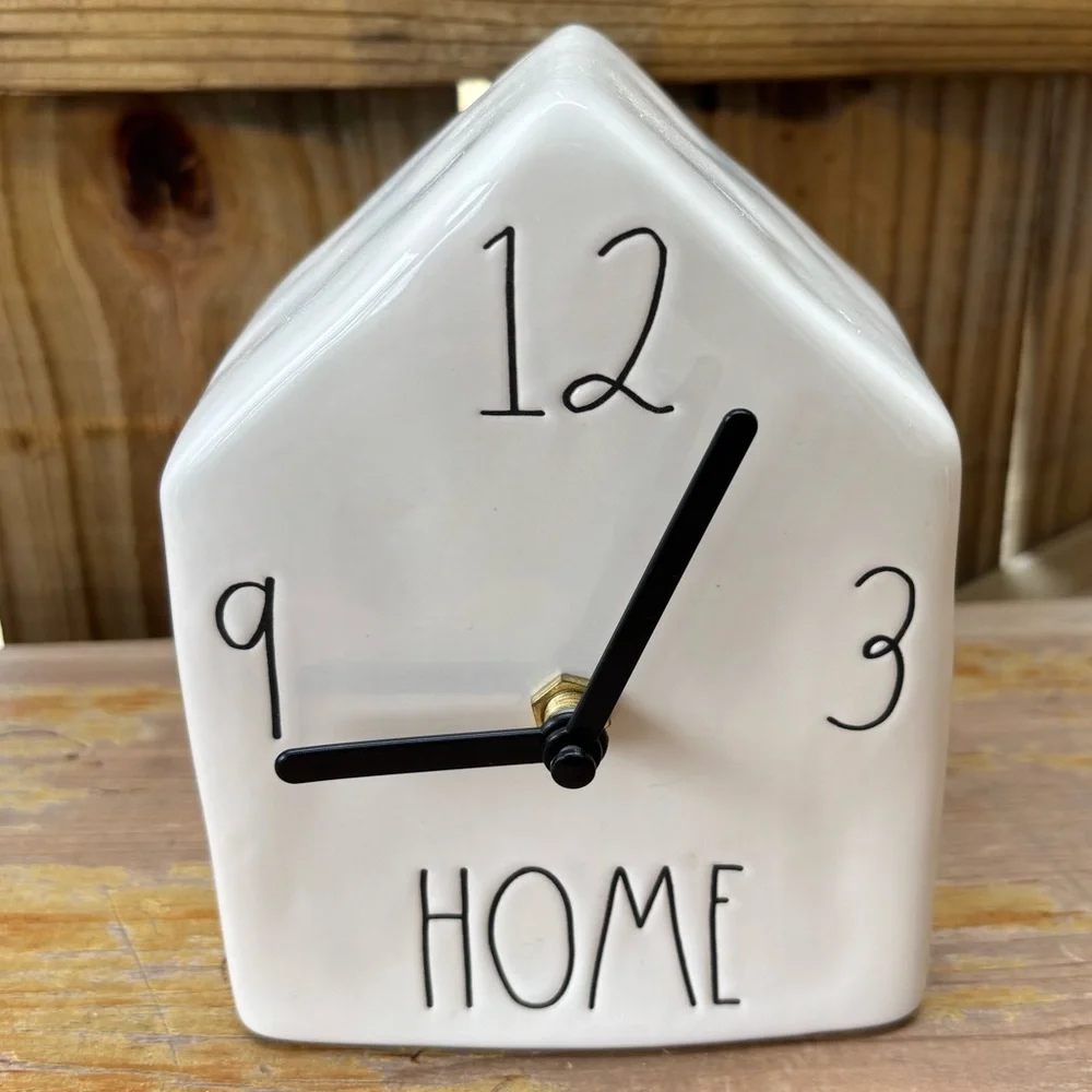 Rae Dunn Stoneware Farmhouse Mantel Clock Artisan Collection by Magenta 5 5/8”H